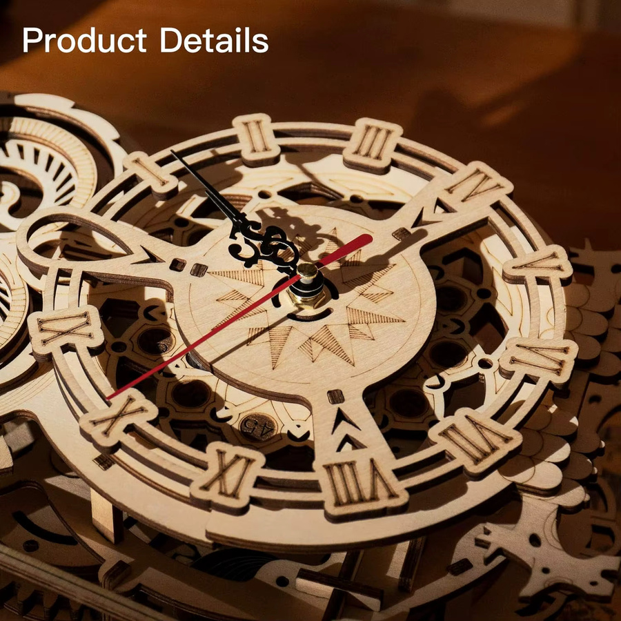 Robotime ROKR 3D Holzpuzzle Eulen-Uhr, Modellbausatz - Bild 3