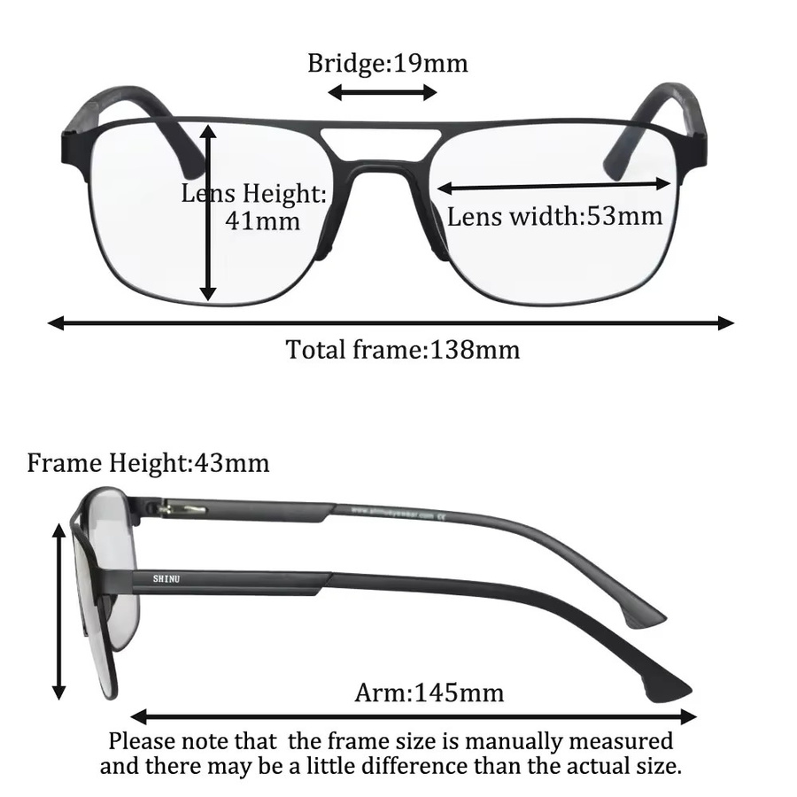 SHINU Multifokalbrille Herren, Metall, Vollrand, schwarz - Bild 1