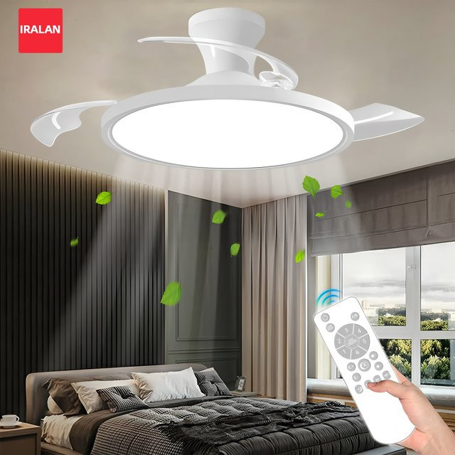 IRALAN Moderner LED-Deckenventilator mit einziehbaren Flügeln in Weiß - Bild 1