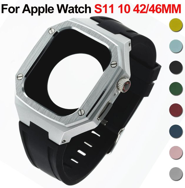 Geekthink Uhrenarmband Edelstahl, Kautschuk, Apple Watch 11 42 mm 46 mm, Serie 10 42 mm 46 mm - Bild 1