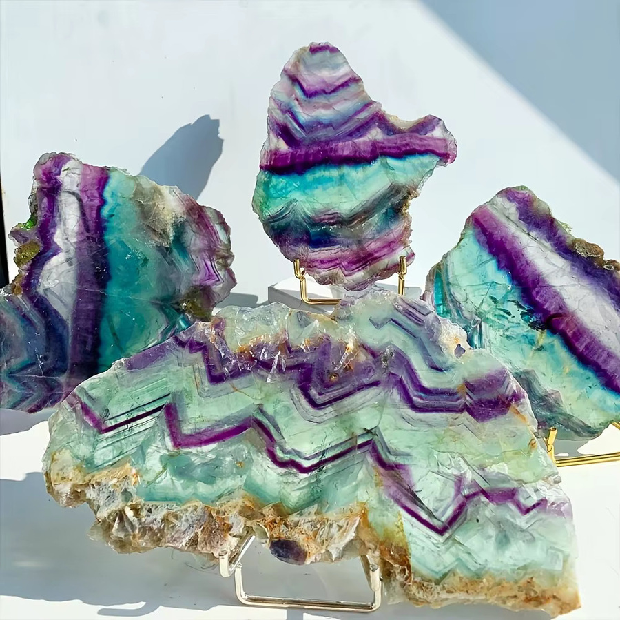CrystalHola Trichrome Fluorit-Scheibenkristall in Mehrfarbig, runde Kristallprobe als Dekoration für Sammler - Bild 2