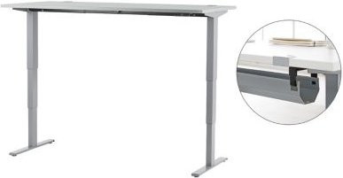 Schäfer Shop Genius Schreibtisch Aero Flex, elektrisch höhenverstellbar, B/T/H: 160 x 80 x 62-128 cm, lichtgrau/weißalu mit Kabelkanal - Bild 1