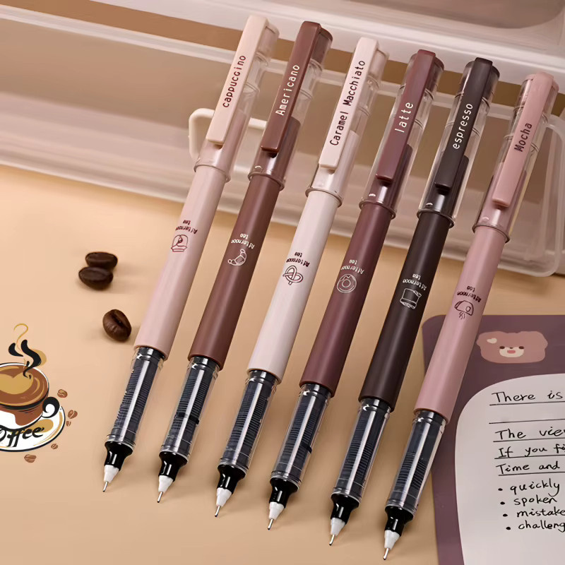 Kolorowys Kaffeestift Set mit schwarzer Tinte, 0,5 mm Stiftstärke, gelbe Farbe, 6 Stück - Bild 3