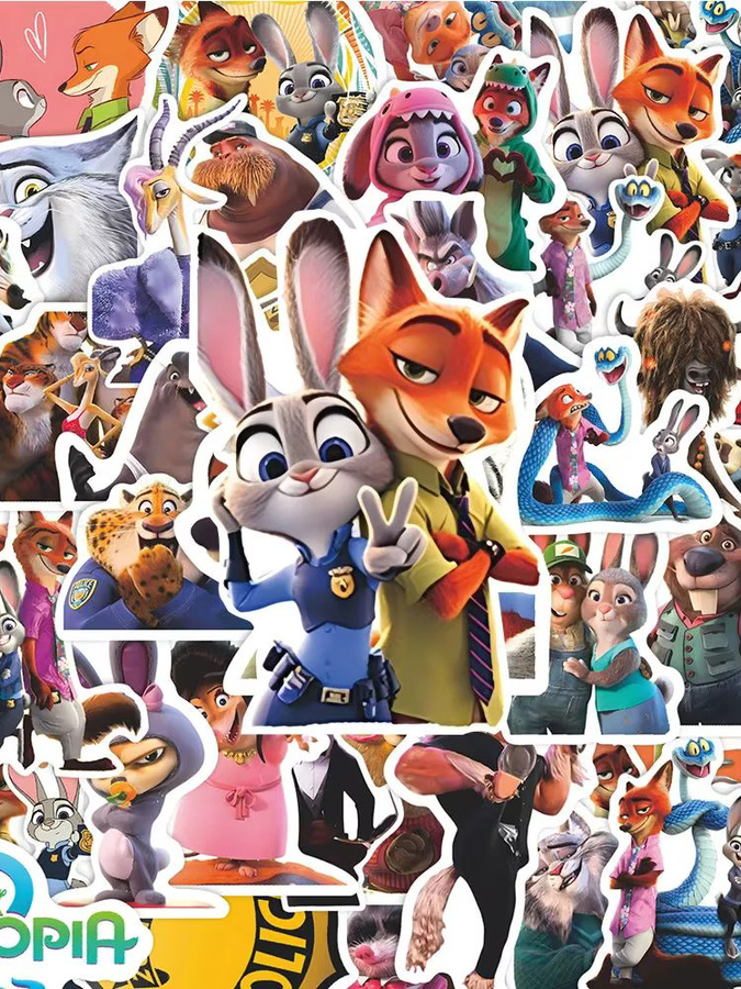 Disney Zootopia 2 Filmaufkleber Set mit niedlichen Anime-Motiven in Multicolor für Laptop, Skateboard und Telefon - Bild 3