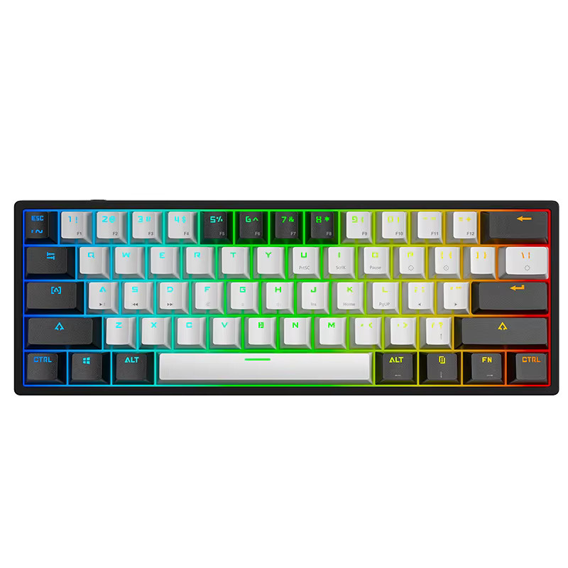 AyeBeau K620 Mini-RGB-Gaming-Mechanische-Tastatur mit 60 % Layout, Hotswap und PBT-Tastenkappen, Rosa/Weiß/Schwarz, USB-Anschluss für PC - Bild 4