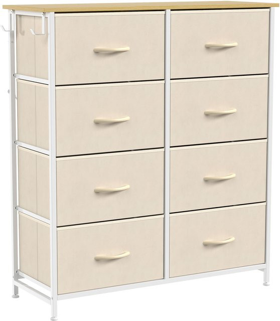HOMCOM Kommode Schrank mit 8 Schubladen aus Vliesstoff in Beige mit Stahlrahmen und Seitentaschen für Schlafzimmer und Wohnzimmer - Bild 1