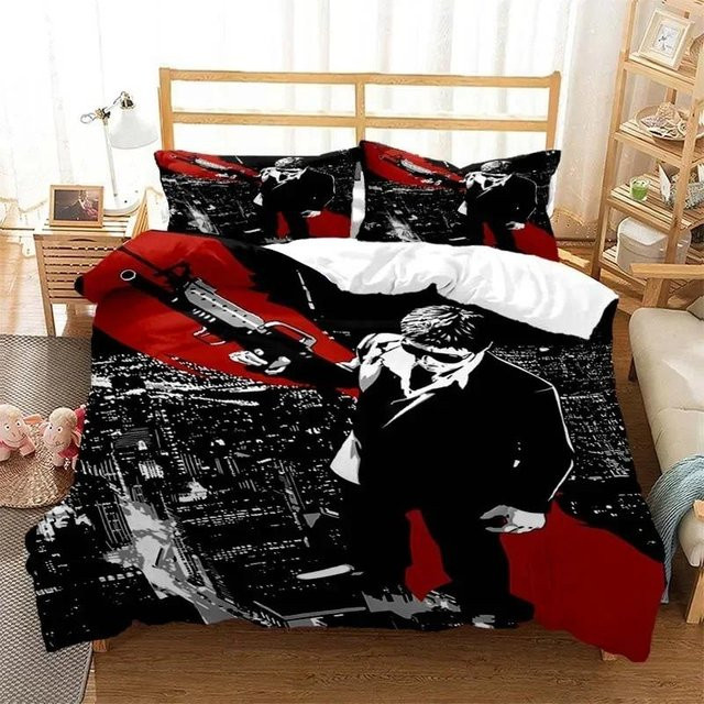 Scarface Bettwäsche-Set von Jessica Chen, 3-teilig, Schwarz, B/H: 220 x 240 cm - Bild 1