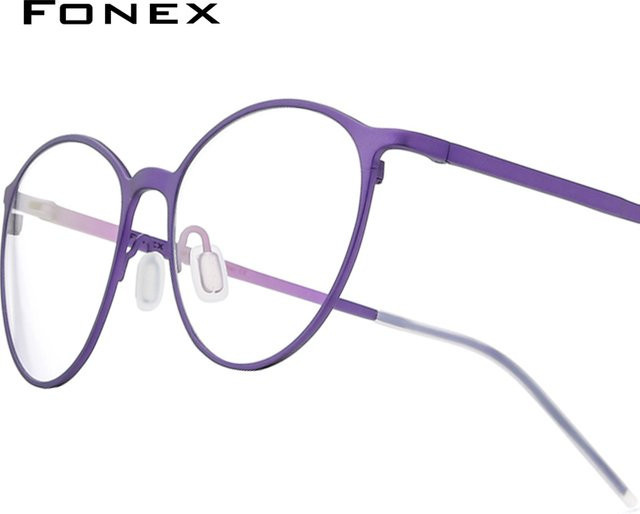 FONEX Korrektionsbrille Damen, Titan, Rund, Vollrand, Purple - Bild 1