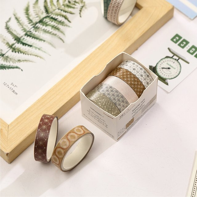 5 Rollen Washi-Klebeband aus Papier in Multicolour für DIY-Tagebücher und Planer - Bild 1