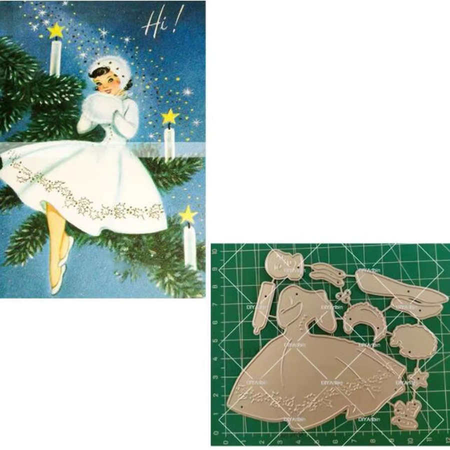 Metall Stanzform Hund Mädchen in Silber für Scrapbooking, Basteln und Fotoalben - Bild 2
