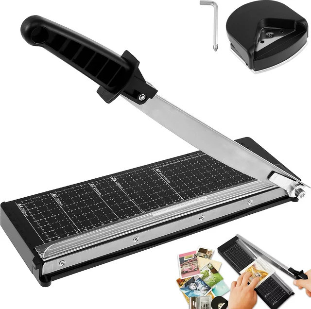 Hands DIY A4 Guillotine Papierschneider mit R4 Eckabrundung und Schneidebrett in Schwarz - Bild 1