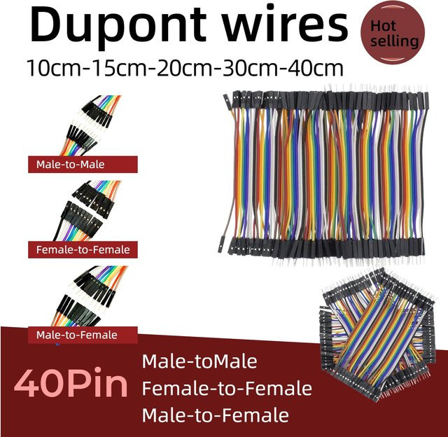 Dupont Jumper Wire Set für Arduino DIY, Mehrfarbig, verschiedene Kombinationen aus Stecker auf Stecker, Stecker auf Buchse und Buchse auf Buchse, Längen: 10 cm, 20 cm, 30 cm, 40 cm - Bild 1