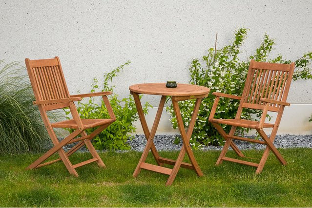 Merxx Balkonset Rio V, 3-tlg. Gartenmöbel-Set aus Eukalyptusholz in Braun - Bild 1