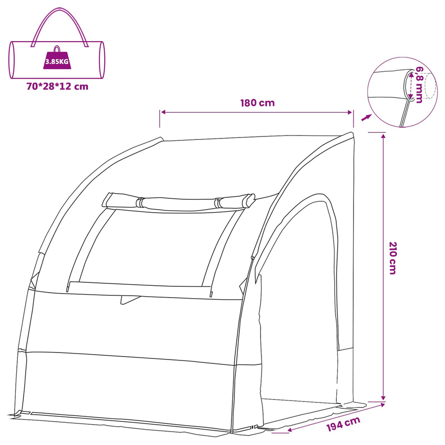 vidaXL Heckklappenzelt Grau und Orange B/T/H: 194 x 180 x 210 cm - Bild 4