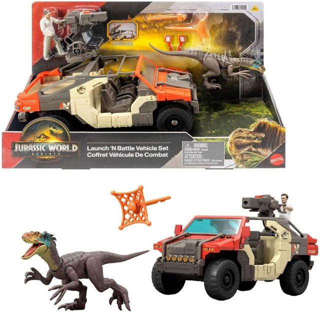 Mattel Jurassic World Die Wiedergeburt, Spielset, Fahrzeug, Spielfiguren, Launch´n Battle Fahrzeugset - Bild 1