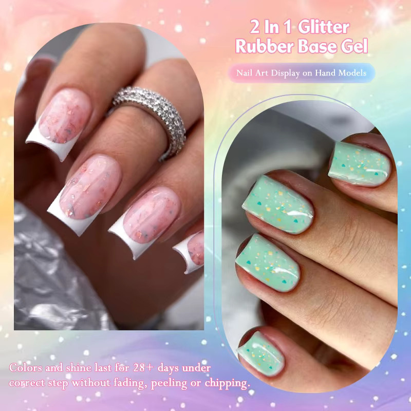 Mtssii Macaron Farbglitter-Gummi-Basisgel-Nagellack, schimmernd - Bild 4