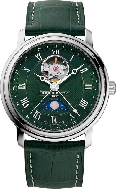 Frederique Constant Armbanduhr Automatik, Edelstahl, Grün, Leder, 40 mm, Herren - Bild 1