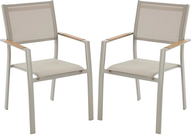 MYLIA Gartenstuhl Macila in Taupe aus Aluminium und Textilene, stapelbar, Breite: 57 cm, Tiefe: 57 cm, Höhe: 57 cm - Bild 1