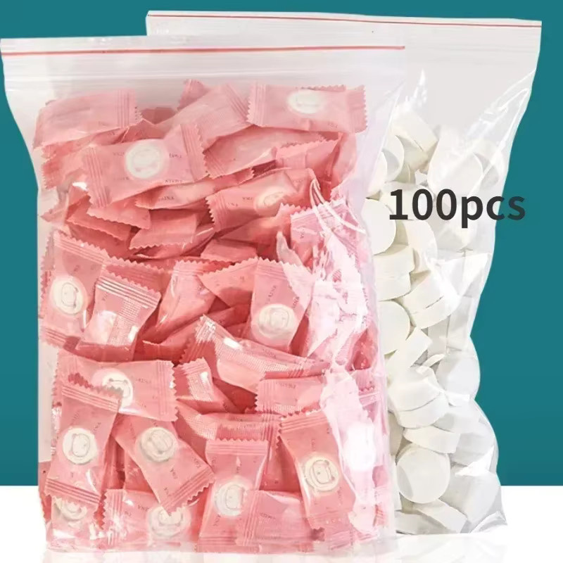 RUZOFO Mini Komprimierte Einweg Handtücher, 100 Stück, Pink, Unisex - Bild 3