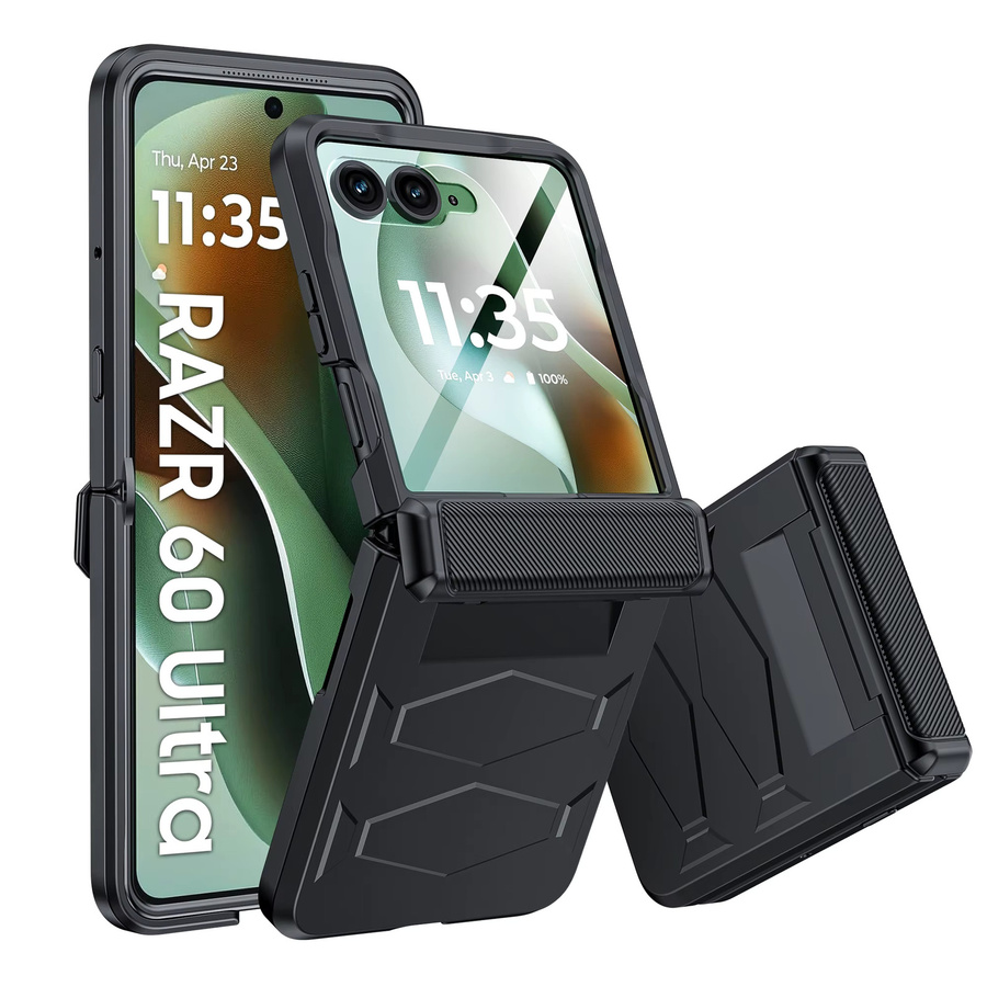 Motorola Moto Razr 2024/2025 Ultra Handyhülle mit rutschfester Textur und robustem Scharnierschutz, Schwarz - Bild 7