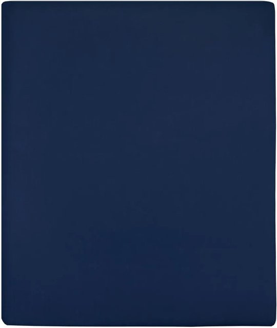 vidaXL Spannbettlaken aus Jersey Baumwolle in Marineblau, B/T: 100 x 200 cm - Bild 1