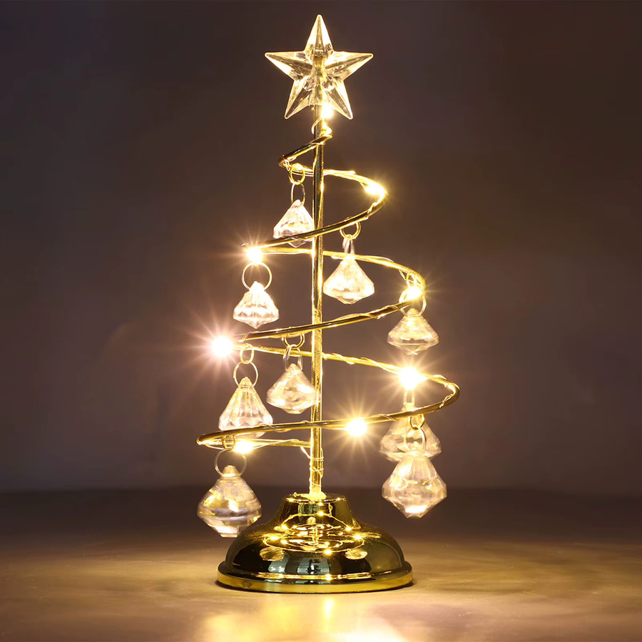Qiilu Weihnachtsbaum-Dekolampe mit Kristall-Sternen in Silber - Bild 4