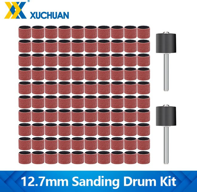 xcan Schleiftrommel-Set mit Schleifbändern und Sanddorne für Dremel-Nagelbohrer, Körnung 80, 100, 120 - Bild 1