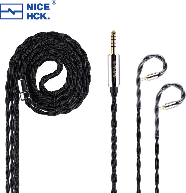 NICEHCK BlackDawn Kopfhörerkabel 5N versilbertes OFC IEM Kabel mit 2Pin/QDC und 4,4 mm Anschluss in Schwarz - Bild 1