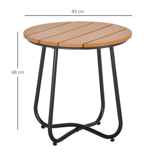 Outsunny Gartentisch rund aus Stahl und Kunststoff in Braun, B/T/H: 49 x 49 x 48 cm - Bild 4