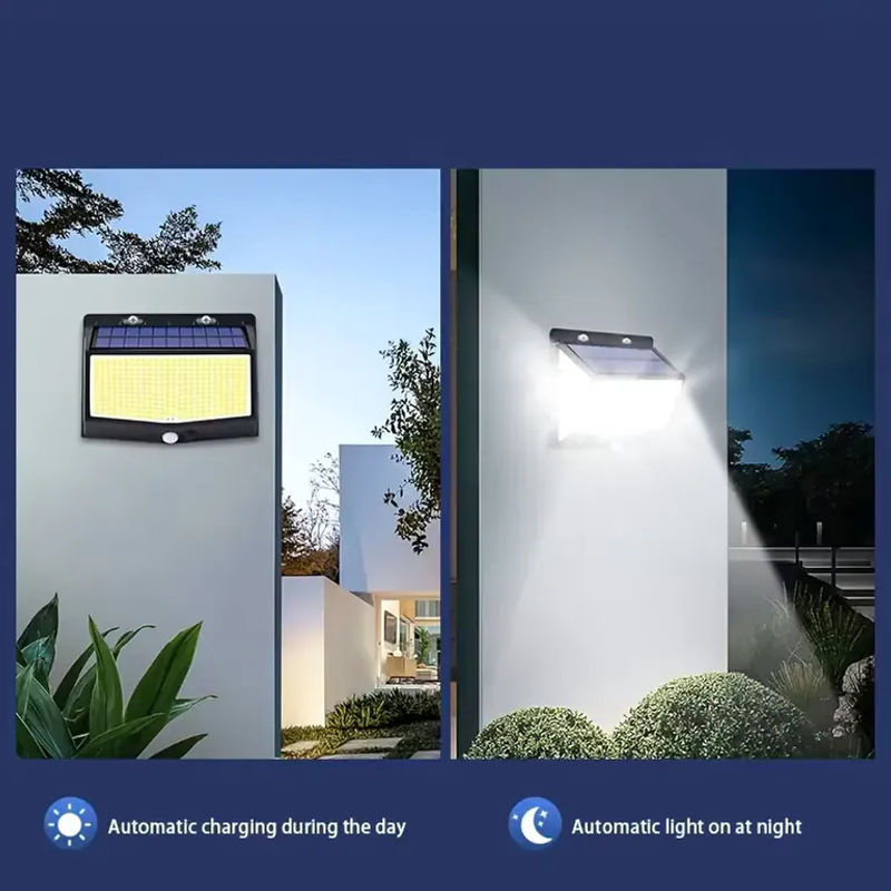 KDULIT Solar-LED-Wandleuchten mit Bewegungssensor und Fernbedienung, IP65 wasserdicht, Schwarz, 468 LEDs für Garten, Terrasse und Außenbereich - Bild 6