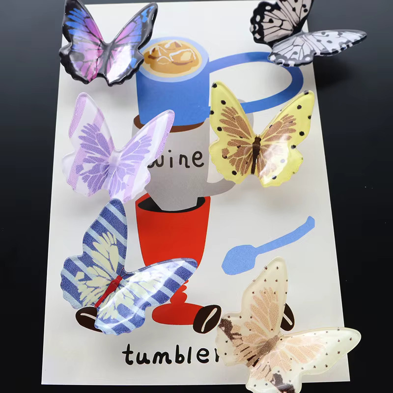 6-teiliges Schmetterlings-Deko-Set aus Kunstharz mit Magneten in Mehrfarbig für Kühlschrank und Whiteboard - Bild 4