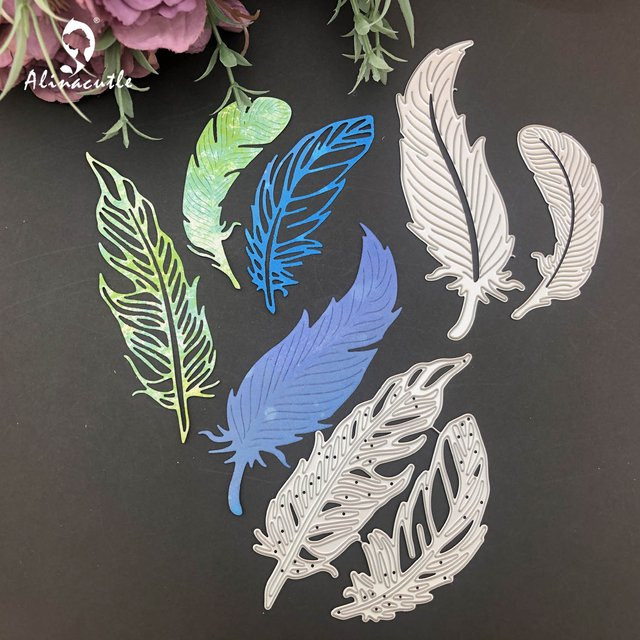 Alinacutle Metall Stanzformen Federn für Scrapbooking und Papierhandwerk im 4er-Set - Bild 1