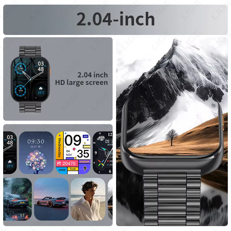 LIGE Smartwatch, Edelstahl, Schwarz, Herren, wasserdicht - Bild 3