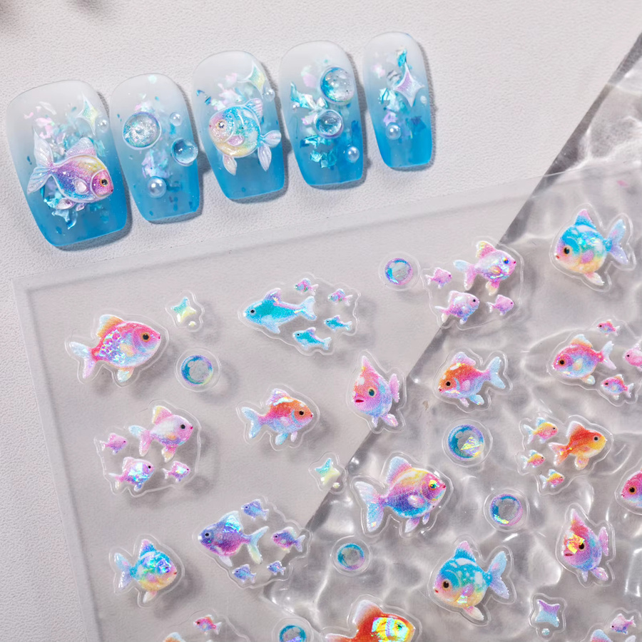 5D Relief Nagel Aufkleber Ozean Stil Aurora Nail Art, Damen - Bild 1