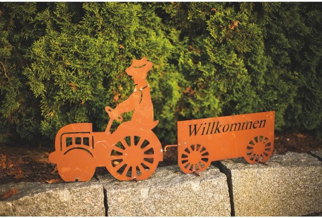 Ferrum Art Design Traktorschild Willkommen aus Metall in Edelrost-Optik, Breite: 43 cm - Bild 1