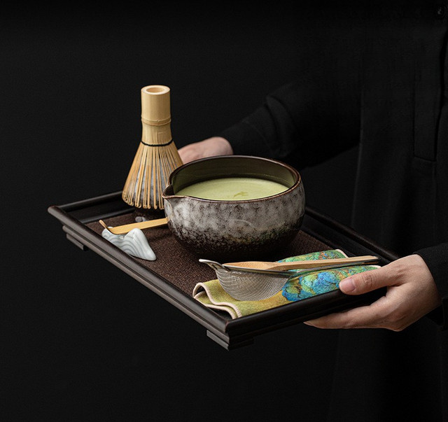 PINNY Matcha-Teeset 8-teilig aus Keramik und Bambus in Blau mit Geschenkbox für die japanische Teezeremonie - Bild 1
