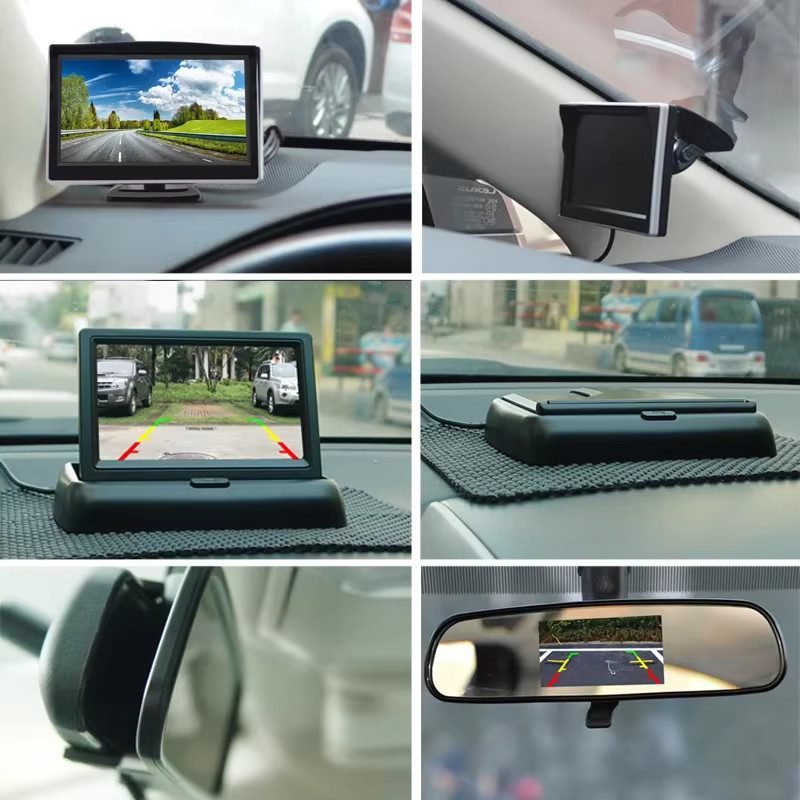 Rückfahrkamera mit 4,3/5 Zoll Auto-LCD-Monitor für Fahrzeuge und Vans inklusive Nachtsicht in Schwarz - Bild 5