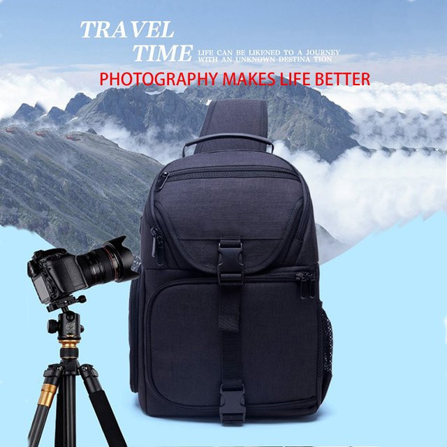 JINNUOLANG Single-Shoulder-Kameratasche in Schwarz, wasserdichte Umhängetasche und Fotorucksack für DSLR-Kameras und Objektive - Bild 1