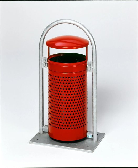 PROREGAL Abfallsammler mit Rohrbogenständer aus verzinktem Stahl, Rot, H x B x T: 116,5 x 58 x 38 cm - Bild 1