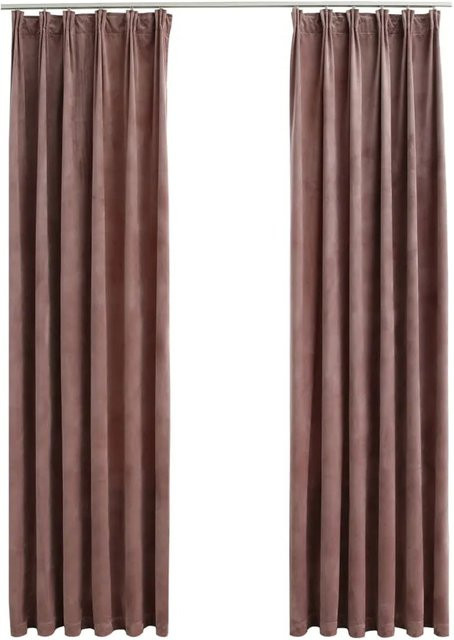 vidaXL Verdunkelungsvorhänge aus Samt in Rosa mit 2 Haken, Breite: 140 cm, Höhe: 245 cm - Bild 1