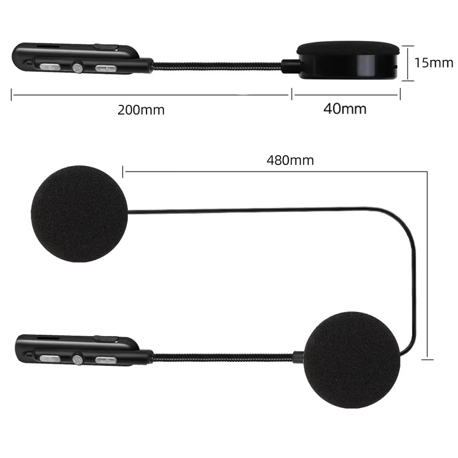 Kebidumei Bluetooth-Headset für Motorradhelme, wasserdichtes kabelloses Stereo-Headset mit Freisprecheinrichtung in Schwarz - Bild 3