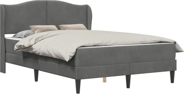 vidaXL Bettrahmen mit Kopfteil aus Samt in Dunkelgrau, B/T/H: 124 x 124 x 101 cm - Bild 1