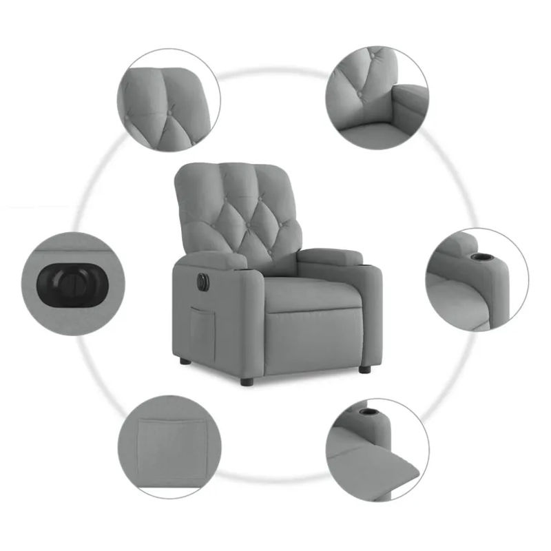 Vidaxl Elektrischer Relax-Sessel in Grau mit Stoffbezug - Bild 2