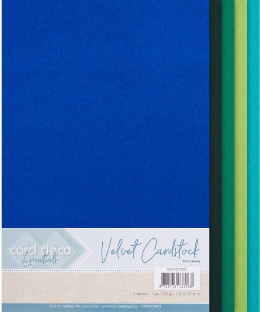FINDit Samtpapier selbstklebend in Blau-Grün und Multi, A4, matt - Bild 1