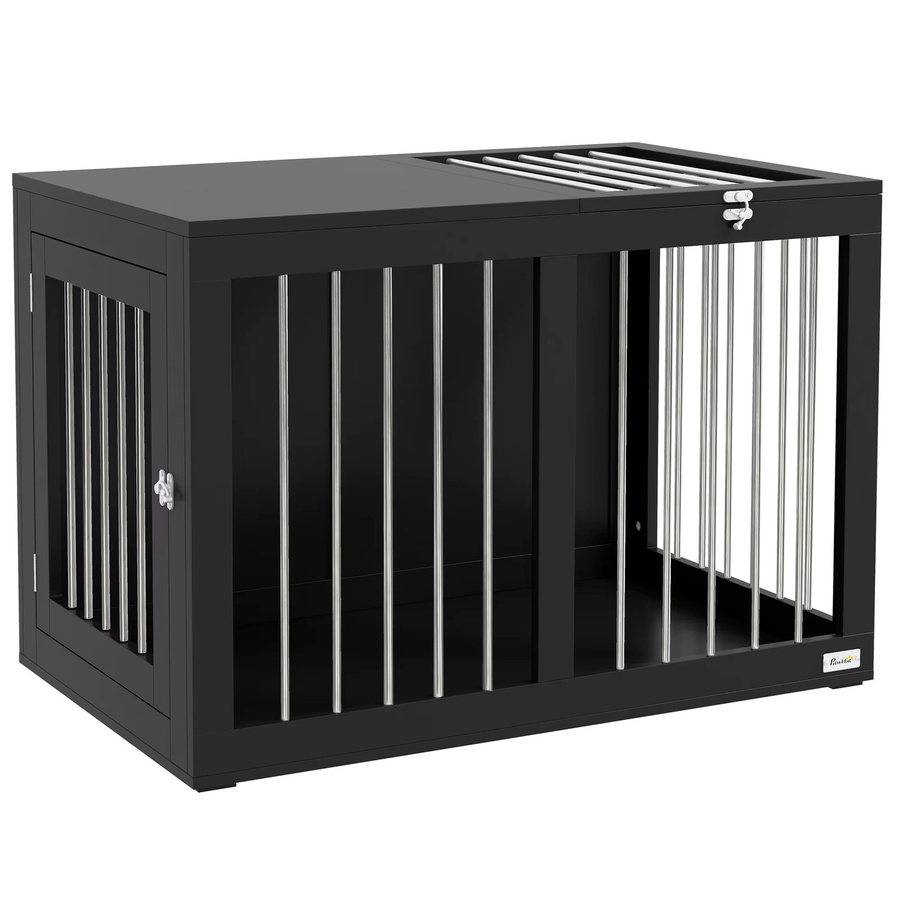 PawHut Hundekäfig als Möbelstück für mittelgroße Hunde, Grau, B/H/T: 50 x 80 x 56,5 cm - Bild 2