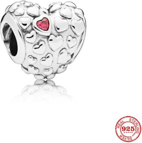 Neastamor Charm-Perle Love You Mum, Herzform, 925 Silber, Zirkonia, Damen - Bild 1