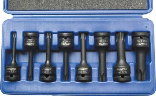 Kunzer Steckschlüssel-Bit-Einsatz-Set 1/2, 8-teilig, 12,5 mm, Edelstahl, Schwarz - Bild 1