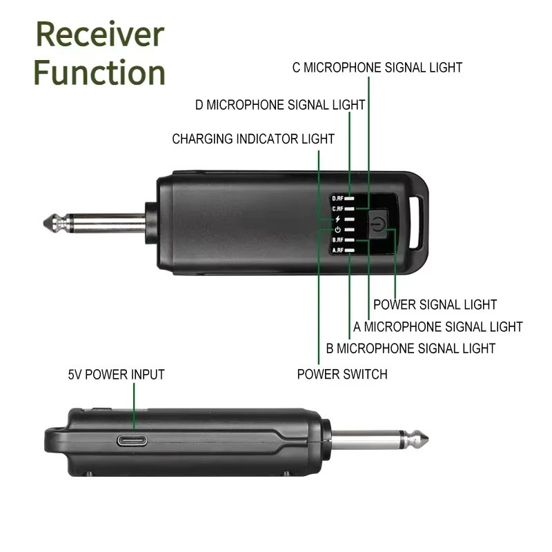 Luxuglow Drahtloses 2,4 GHz Mikrofonsystem mit dynamischem Handmikrofon in Schwarz für Karaoke und Außenauftritte - Bild 4