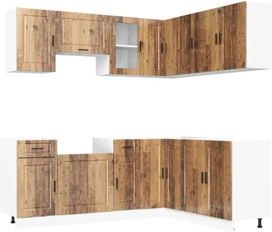 Vidaxl Küchenschrank-Set Porto in Braun im Landhausstil aus Holzwerkstoff und Glas mit 11 Teilen - Bild 1