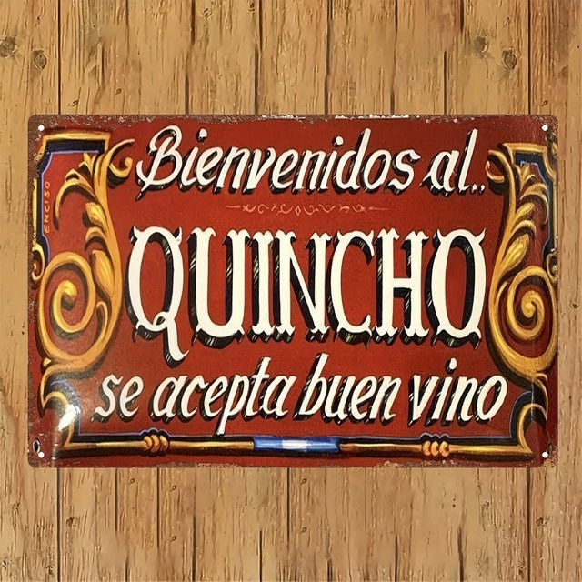 QuinchoVibe Spanisches Vintage-Metallschild BIENVENIDOS AL QUINCHO als rustikales Bar-Dekor aus Eisen, B/H: 30 x 20 cm - Bild 1